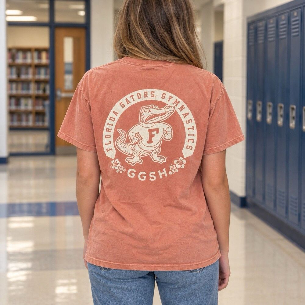 Comfort Colors Florida Gators Gymnastics T-Shirt Adult Medium Coral 100% Cotton